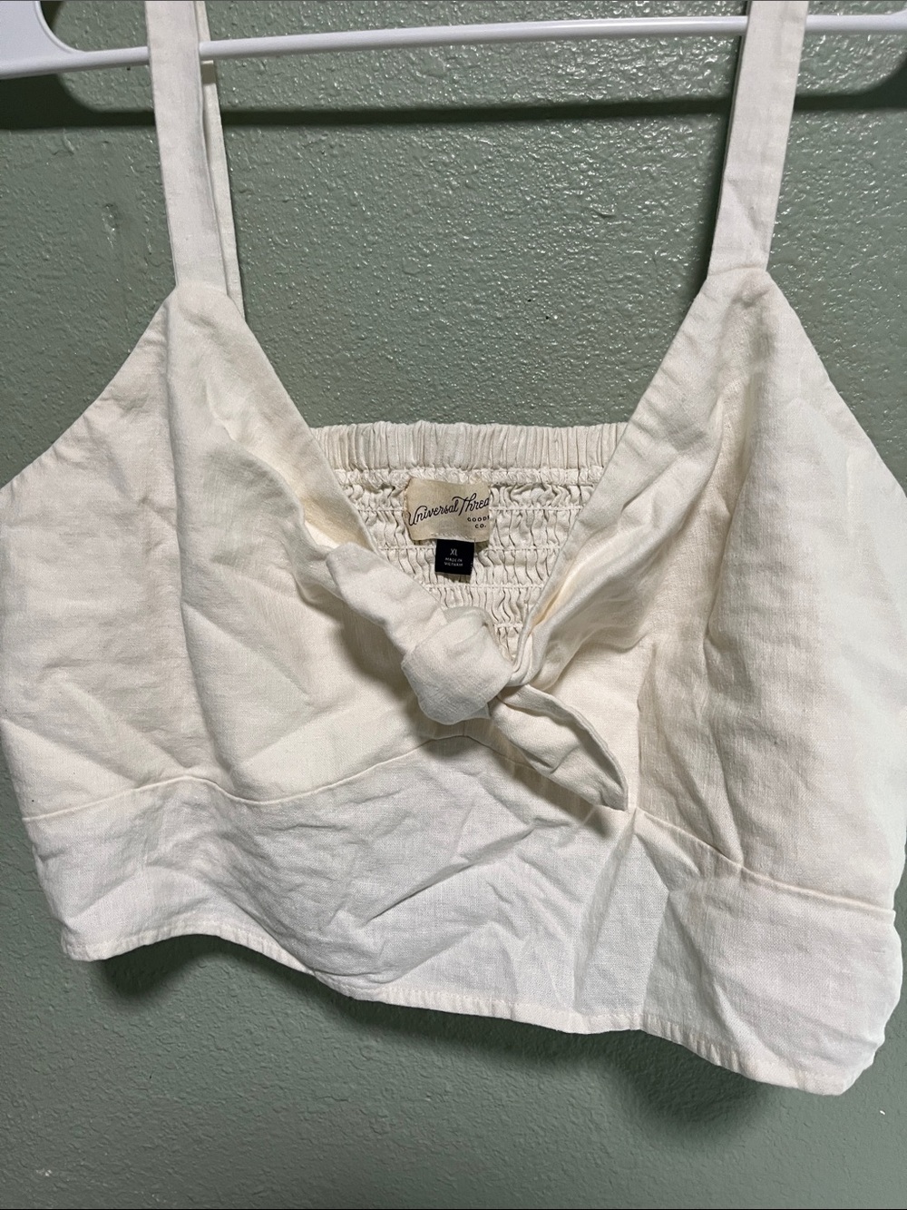 Universal Thread Cream Tie-Front Bandeau Cami Linen blend
